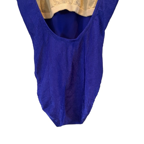 Vintage 90s Catalina royal blue ribbed one piece swimsuit low back 12 - Picture 7 of 15